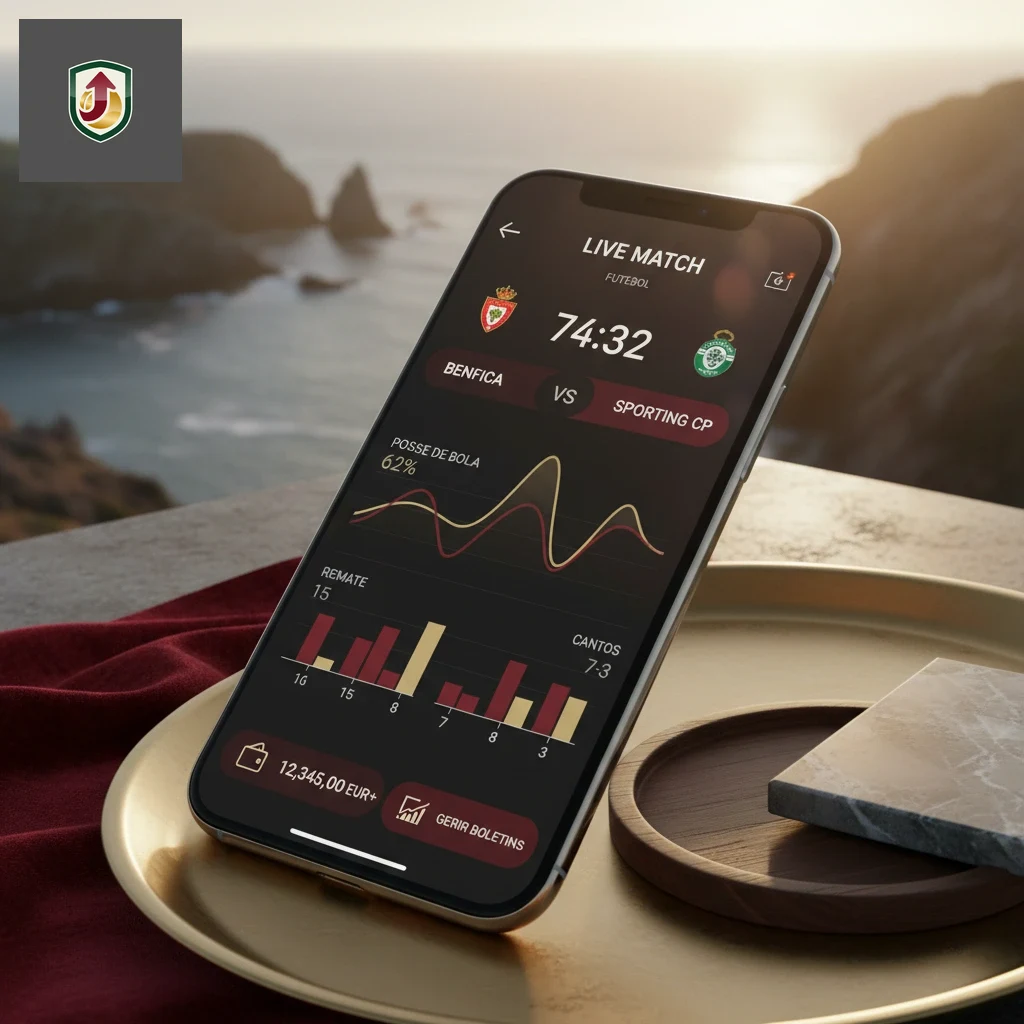 Utilizador a consultar boletim desportivo no smartphone