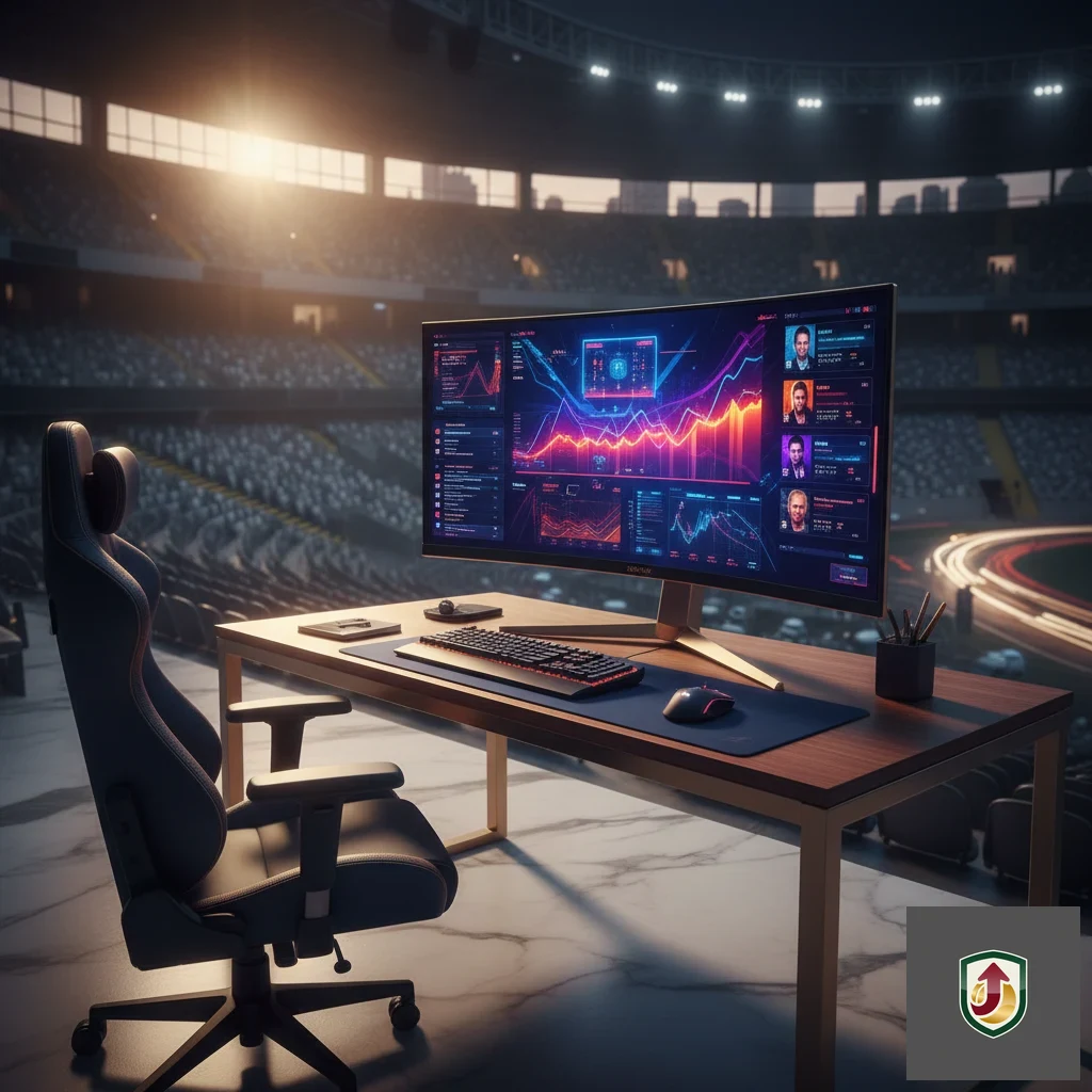 Ecrã de computador exibindo estatísticas e mercados de apostas em torneios de esports