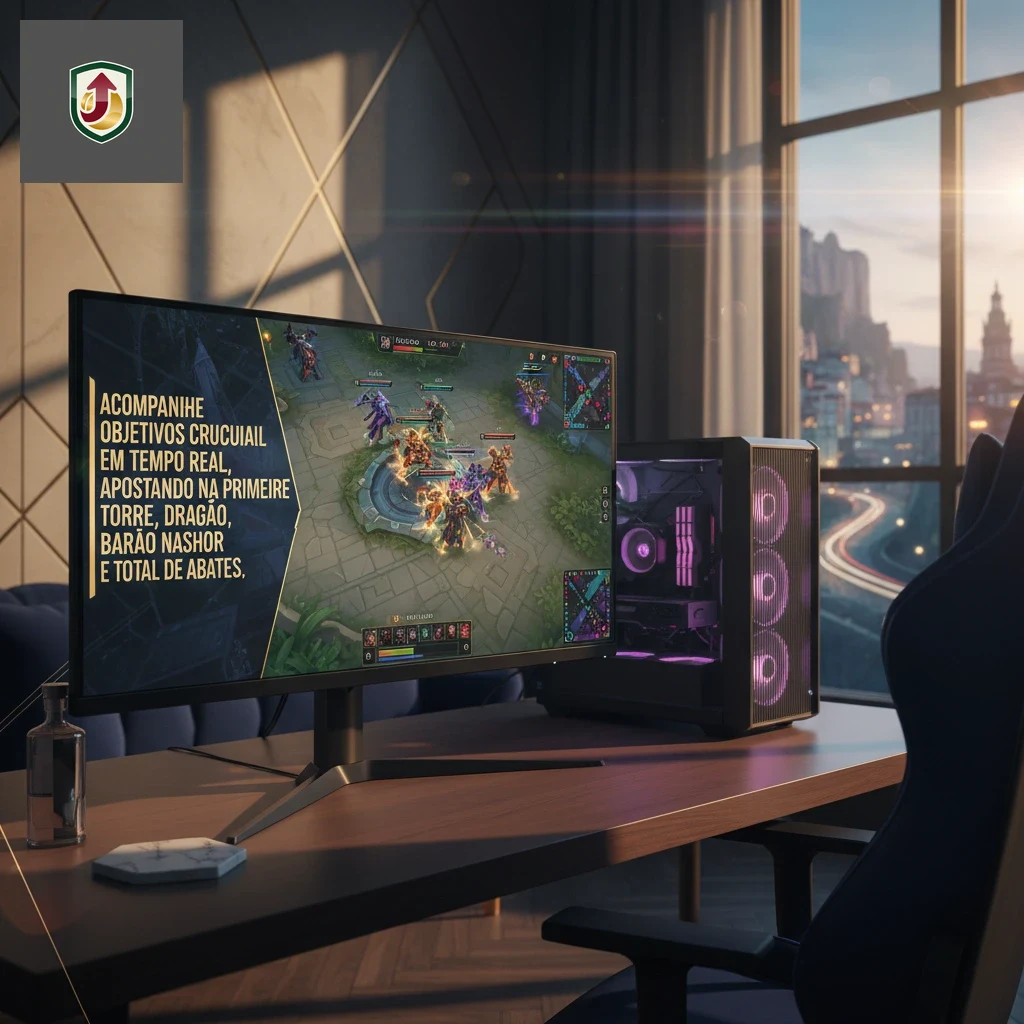 Arena de League of Legends com interface de estatísticas